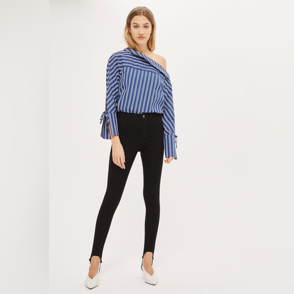 Topshop Black Jamie Stirrup Skinny Jeans High Rise Denim Stretchy Size 26 - Picture 1 of 14